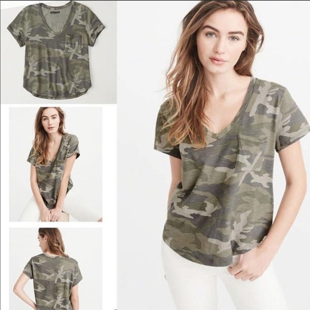 ⭐️✨2 for$15 ✨⭐️abercrombie camo v neck t shirt